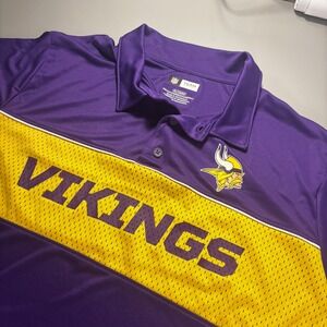 NFL Team Apparel Minnesota Vikings‎ Purple Gold Polo Shirt Mens XL NWOT